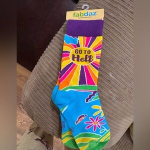 Fabdaz women’s “go to h*ll” novelty socks NWT